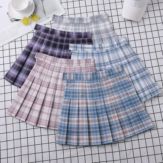Plaid Skirt Pleated High-Waist Women&#39;s 2022 Summer A-Line Korean College Style School Girls Eam Dance Clothing Mini Short Skirt